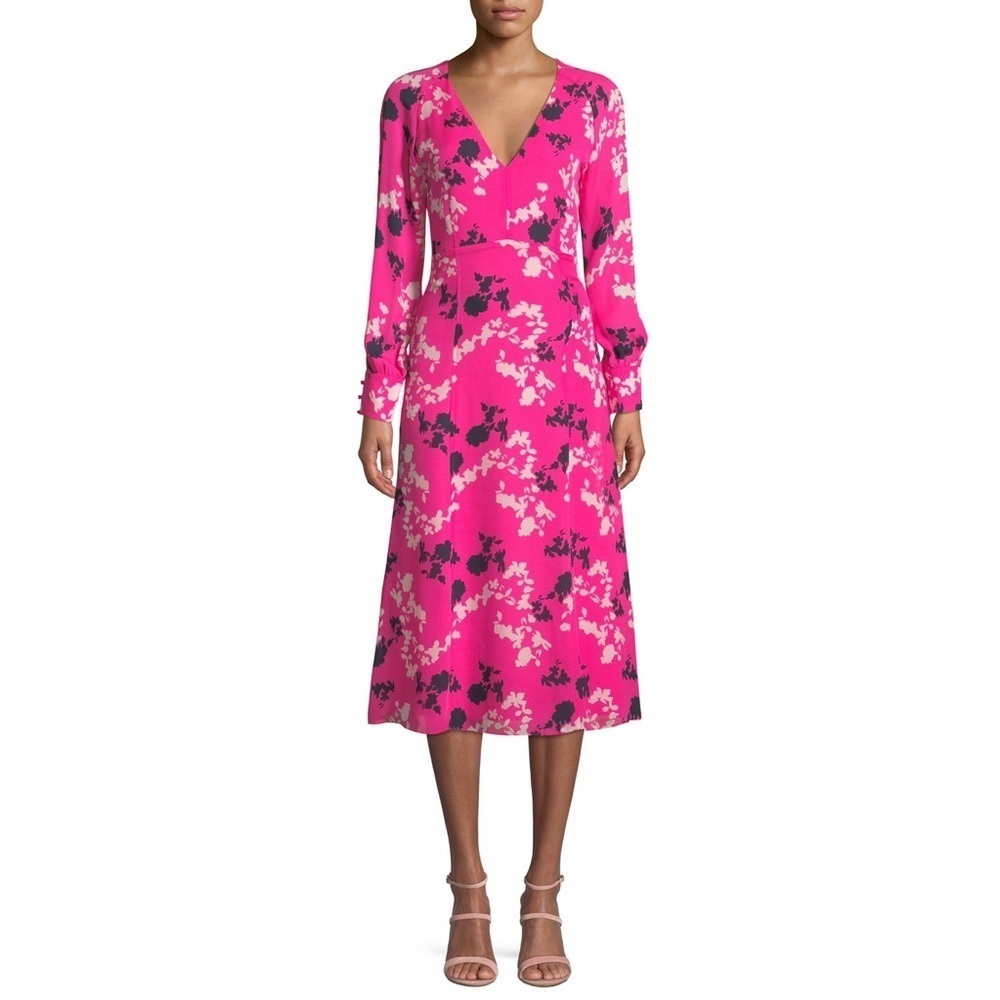 Tanya Taylor || Alannah Printed Midi Dress Hot Pink 6 NWT